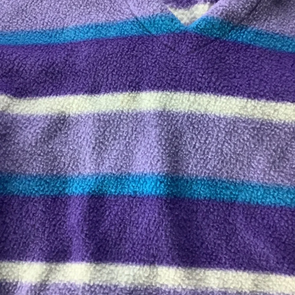 The Children's Place Girls Stripe Fleece Hoodie Pullover Purple Blue Size M 7 8